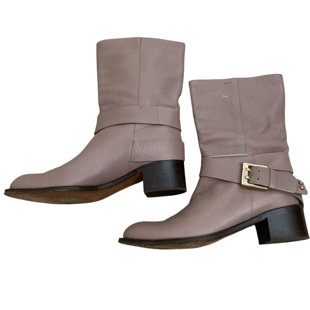 Chloe Taupe leather equestrian Mid calf riding boots - Picture 2 of 9